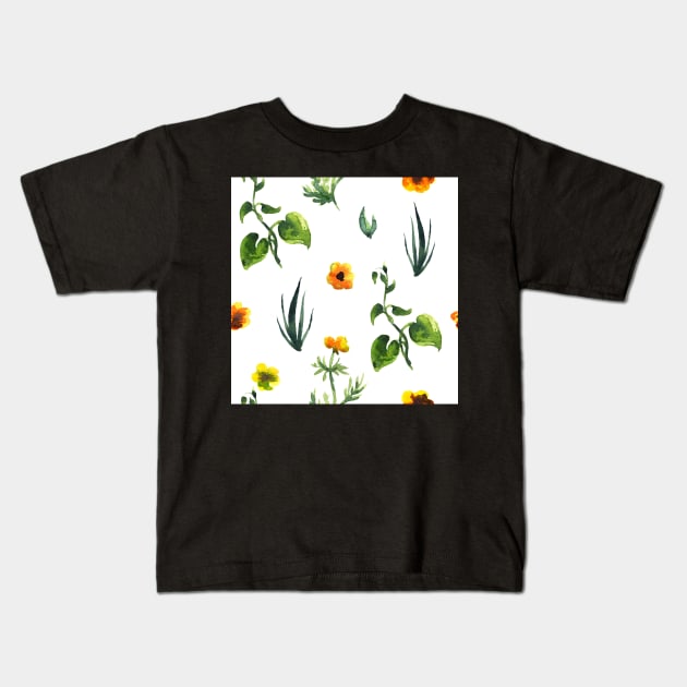 Seamless plants pattern. Floral decorative illustration Kids T-Shirt by Olga Berlet